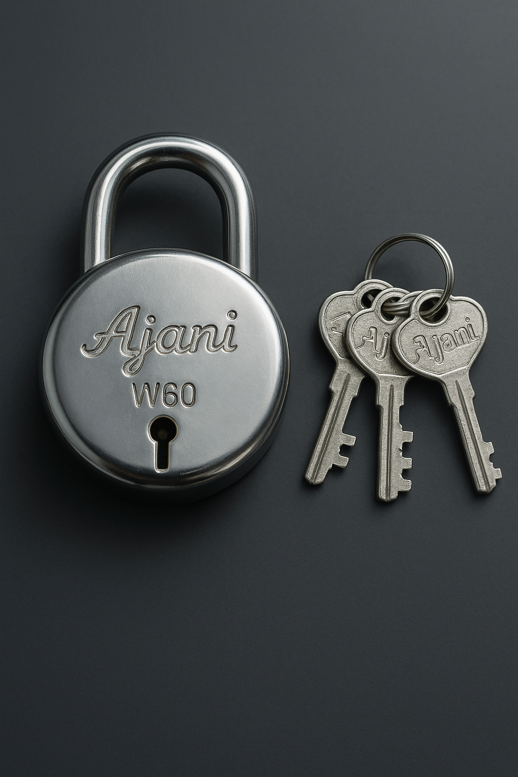 Ajani Heavy-Duty Stainless Steel Round Padlock with 3 Keys