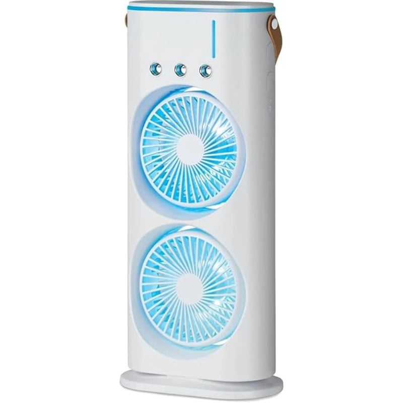 Portable Double Spray Fan – Hydrating Mist & Cool Air Combo